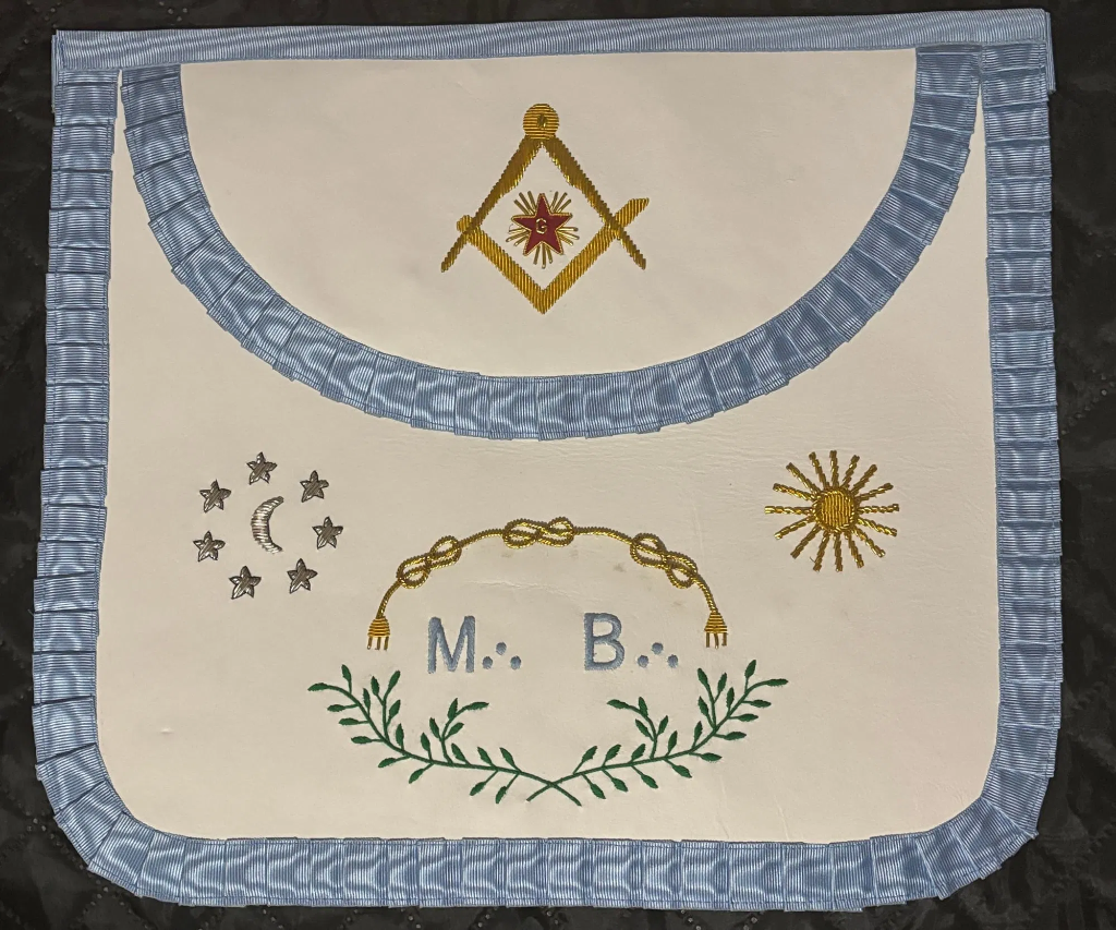 RFM Tablier de Maitre en peau rectangulaire brodé main