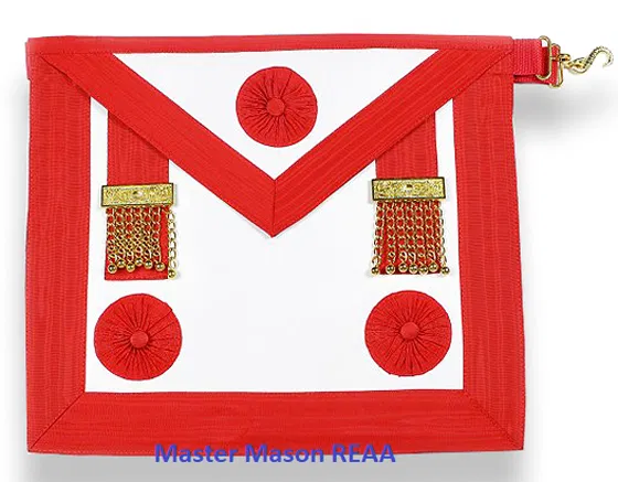 REAA Tablier de Maitre en peau ruban rouge dos noir