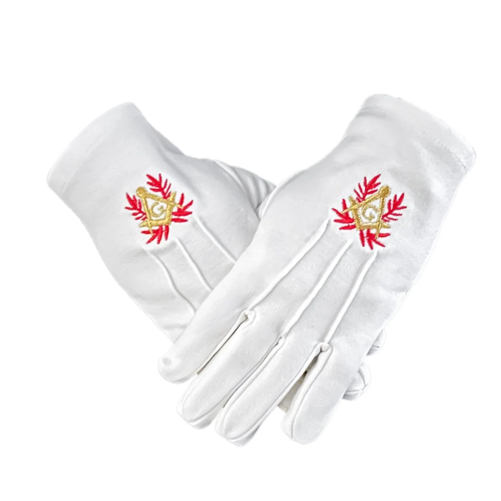 Gant nylon brodé acacia, équerre compas "G",    (taille unique)