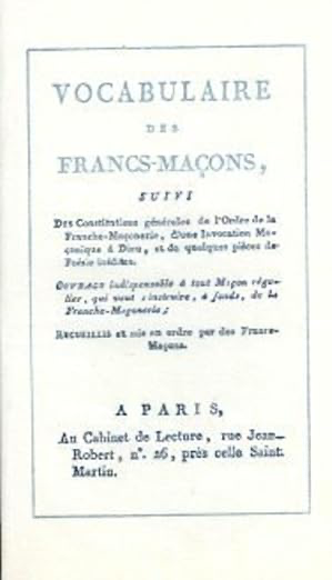 VOCABULAIRE DES FRANCS-MACONS