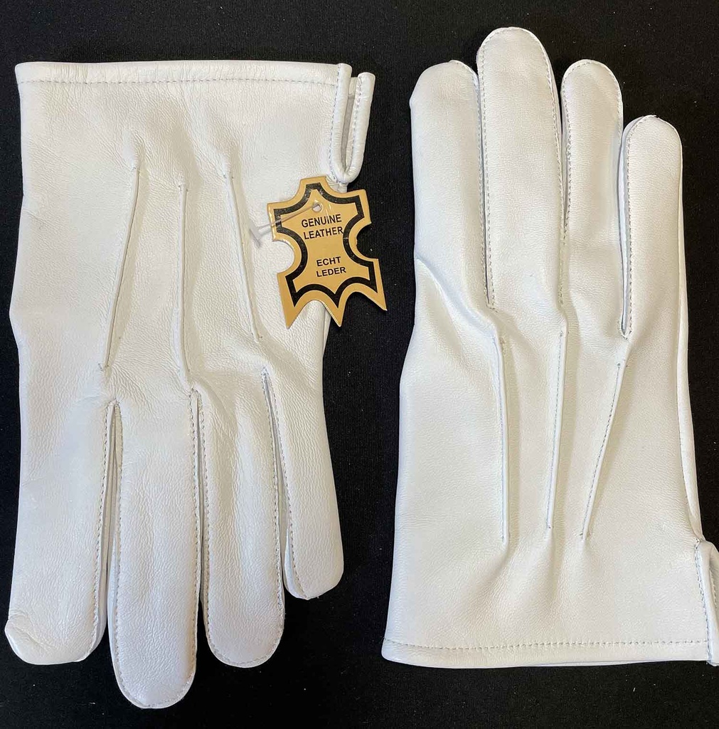 Gant en peau blanche trois coutures    (plusieurs tailles) (L)