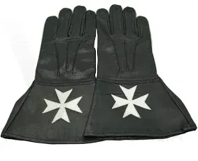 KT Gants à crispins en peau (noir avec emblème KT ou KM - taille à préciser) (L)